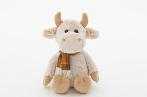 JH-9998A Plush Cow with scarf in Cream Color