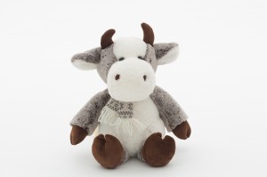 JH-9998D Plush Cow with scarf in Brown Color