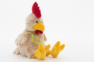 JH-9852E Plush Chicken with scarf in Cream color