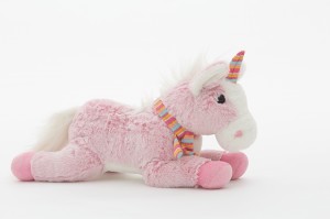 JH-9952D Plush Lying Unicorn with scarf in Pink color