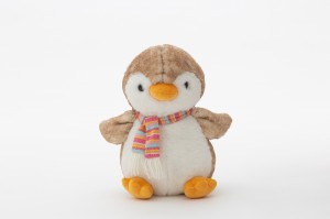 JH-9958B Plush Penguin with scarf in Brown color