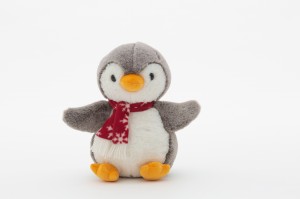 JH-9958C Plush Penguin with scarf in Grey color