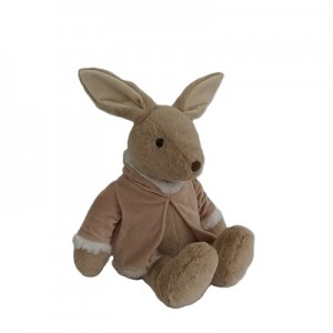 JH-1081A Plush Rabbit with clothes in Light Brown color