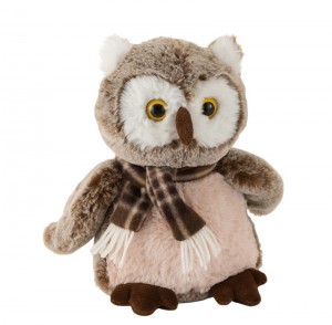 JH-9936B-2  Plush Owl with Scarf in Brown color