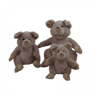 JH-1051B Plush Pig sitting position in light Brown color