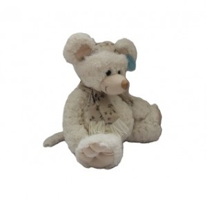 JH-9904C Plush Mouse in Light Beige color with Hat + Scarf