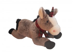 JH-9952B  Plush Unicorn with Scarf in Grey color