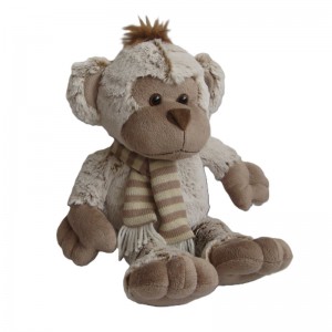 JH-9868C Plush Monkey in Light Brown color with Scarf