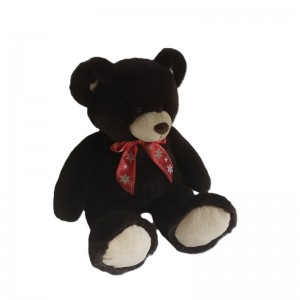 JH-1092C Plush Bear with Bow in Dark Brown color