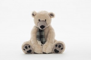 JH-9908C Plush Polar bear in Light Grey color with scarf