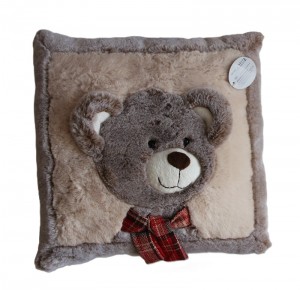 JH-9953B Plush Pillow-Bear with scarf in Light Brown color