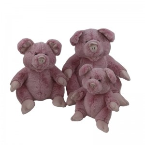 JH-1051C Plush Pig sitting position in pink color