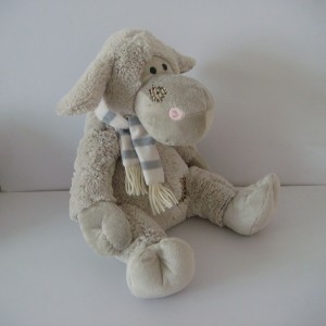 JH-9810D Plush Sheep with scarf  in Light Grey color