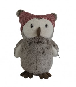 JH-1063A Plush Owl with red Hat in Brown color