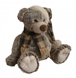 JH-9865A Plush Bear in Brown color with Christmas Hat and Scarf