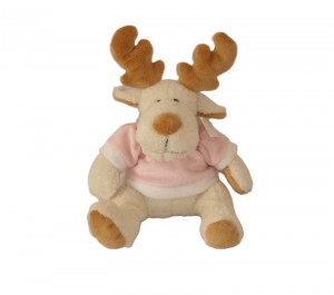 JH-9830A Plush Cream Reindeer with T-shirt in Light Pink color