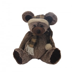 JH-9904D Plush Mouse in Brown color with Hat + Scarf