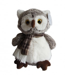 JH-9936B  Plush Owl with Scarf in Brown color