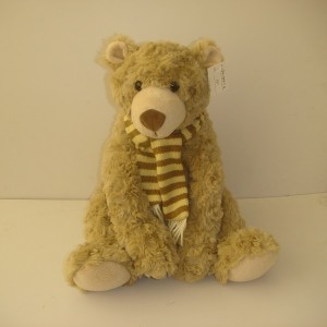 JH-9847A Plush Polar Bear with Scarf in Light Brown color