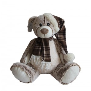 JH-9931D Plush Bear in Light Brown color with Hat + Scarf