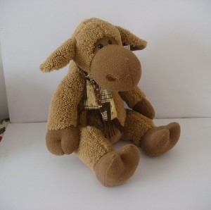 JH-9810A Plush Sheep with scarf  in Brown color