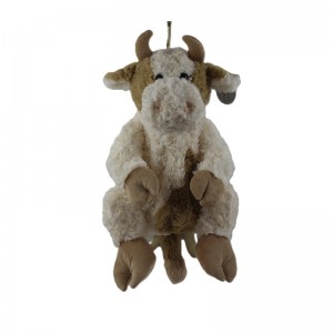 JH-1053B Plush Cow bagpack in Cream+light brown color 50cm