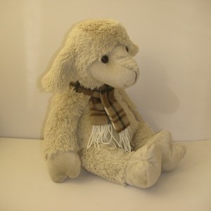 JH-9853B Plush Sheep in Light Grey color with scarf