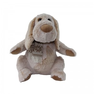 JH-1043A Plush dog with scarf in Cream color