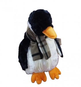 JH-9848A Plush Penguin with Scarf in Black +White color