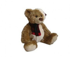 JH-9870B Plush Bear in Brown color with Hat + Scarf