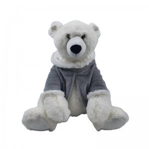 JH-1085B-2 Plush Bear with Clothes sitting position in Cream  color