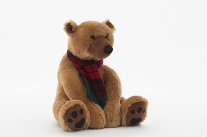 JH-9908A Plush Polar Bear with scarf in Brown color