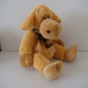 JH-9810C Plush Sheep with scarf  in Light Brown color