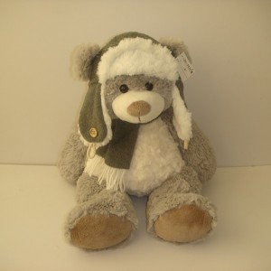 JH-9840C Plush Bear with hat in Light Grey color