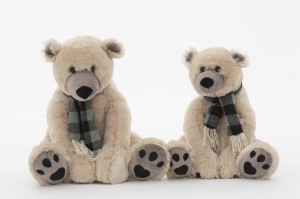 JH-9908C Plush Polar Bear with scarf in Light Grey color