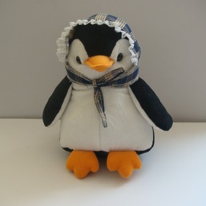 JH-9860B Plush Penguin in Black +White color with scarf