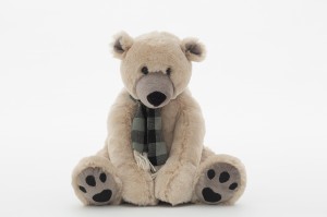 JH-9908C Plush Polar Bear with scarf in Light Grey color