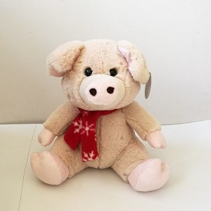 JH-9942B Plush Pig with Scarf in Biege color