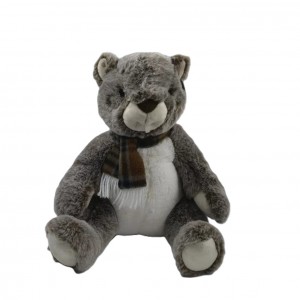 JH-1037C Plush Marmott with scarf in Brown color