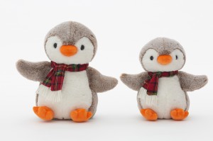 JH-9958A Plush Penguin with scarf in Light Brown color