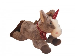 JH-9952C  Plush Unicorn with Scarf in Light Brown color