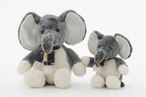 JH-1001A Plush Elephant with scarf Sitting position in Grey color