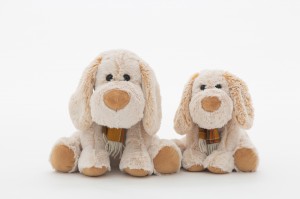 JH-9996A Plush Dog with scarf sitting position in cream color