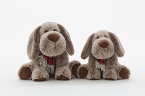 JH-9996C Plush Dog with scarf sitting position in Light Brown color