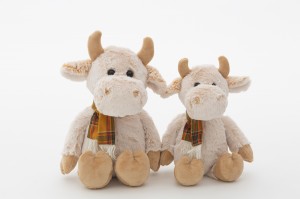 JH-9998A Plush Cow with scarf in Cream Color