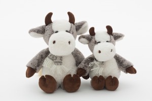 JH-9998D Plush Cow with scarf in Brown Color