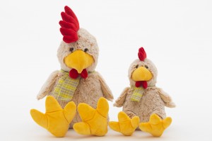 JH-9852E Plush Chicken with scarf in Cream color