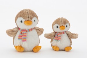 JH-9958B Plush Penguin with scarf in Brown color