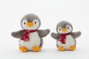 JH-9958C Plush Penguin with scarf in Grey color