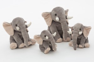 JH-1016 Plush Elephant Sitting position in Light Grey color